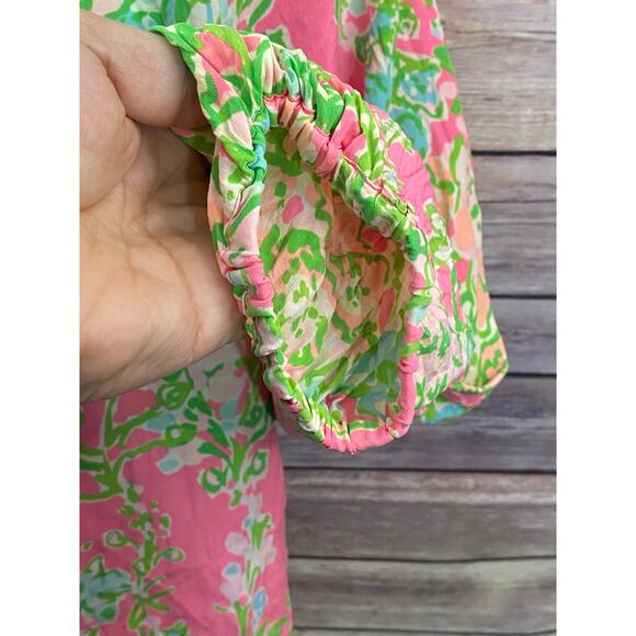 Lilly Pulitzer Elsa Silk Top, Roxie Pink Floral Long Sleeve Blouse Size Large - Picture 10 of 11